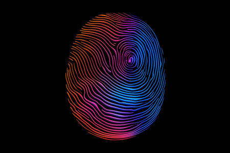 Abstract creative fingerprint illustration, symbolizing personal biometric data. A high quality image making by generative ai.の素材