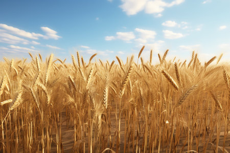 graphic depiction of a wheat field. A high quality image making by generative ai.の素材