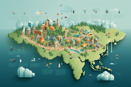 Illustrations for World Population Day derived from population composition maps. A high quality image making by generative ai.の素材