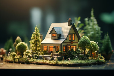 House model captured in a miniature setting. A high quality image making by generative ai.の素材