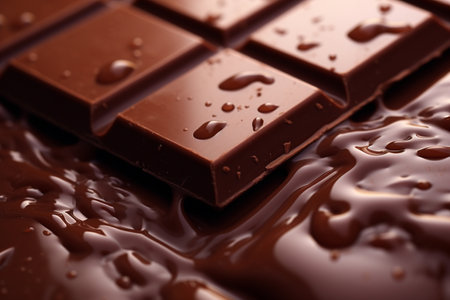 Indulgent close-up of a tempting chocolate bar. A high quality image making by generative ai.の素材