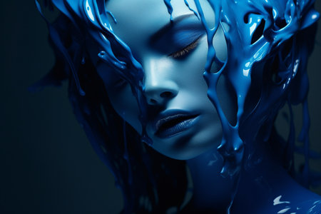 Modern art meets the essence of blue in a creative, captivating image. A high quality image making by generative ai.の素材