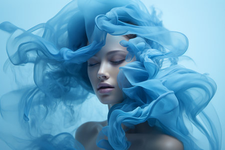 Modern art meets the essence of blue in a creative, captivating image. A high quality image making by generative ai.の素材