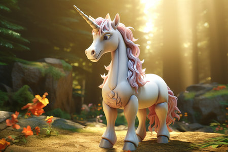 Mythical unicorn for kids, figurine-style for enchantment. A high quality image making by generative ai.の素材