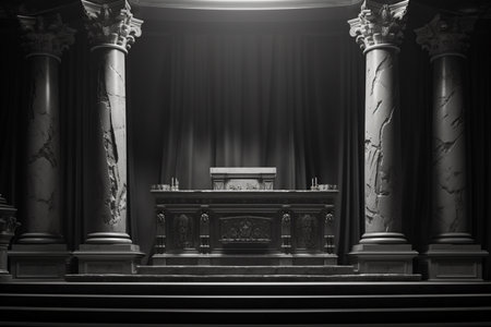 podium portrayed in a monochrome palette. A high quality image making by generative ai.の素材