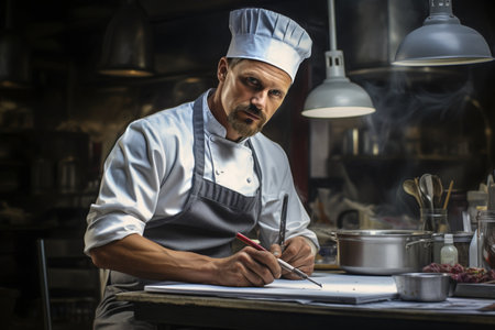Sketch a portrait of a chef. A high quality image making by generative ai.の素材