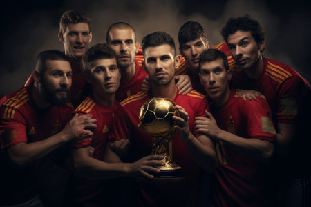 Spanish team proudly holding the World Cup trophy. A high quality image making by generative ai.の素材