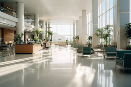 The lobby of an office or medical institution invites exploration. A high quality image making by generative ai.の素材
