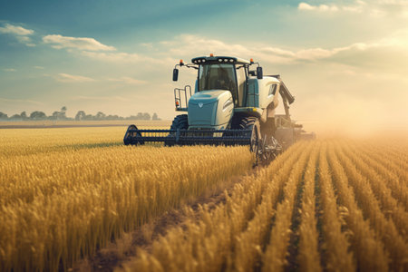 The precision farming system harnesses AI to optimize crop yields efficiently. A high quality image making by generative ai.の素材