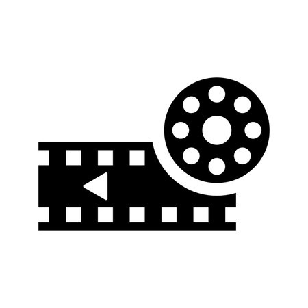Film reel Icon - Perfect use for print media, web, stock images, commercial use or any kind of design project.のイラスト素材
