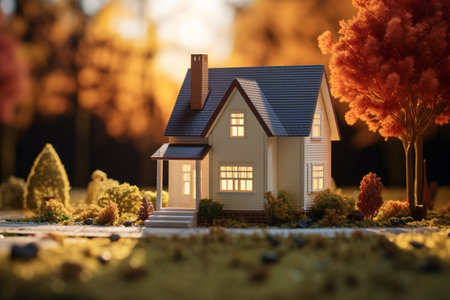 House model captured in a miniature setting. A high quality image making by generative ai.の素材