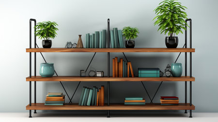 Shelving Unit. A high quality image making by generative ai.の素材