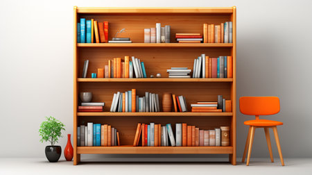 Bookshelf. A high quality image making by generative ai.の素材