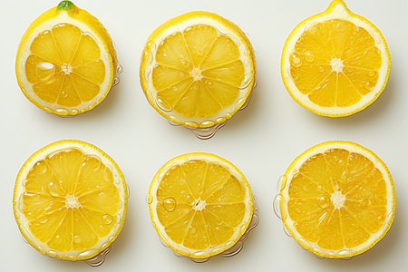 Glass Lemon Set on white background. A high quality image making by generative ai.の素材