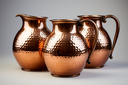 Copper Jug Set. A high quality image making by generative ai.の素材