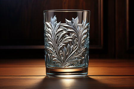 Silver Glass on Black background. A high quality image making by generative ai.の素材