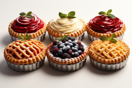 Fruit Pies on white background. A high quality Ai Generated image.の素材