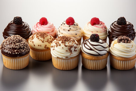 Cake Tops on white background. A high quality Ai Generated image.の素材