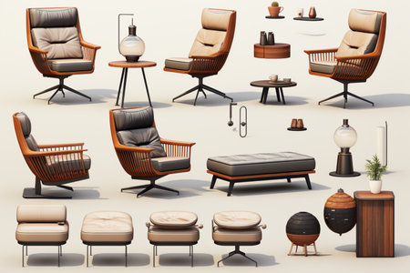 Outdoor Furniture on white background. A high quality Ai Generated image.の素材