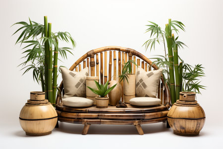 Bamboo Furniture. A high quality Ai Generated image.の素材