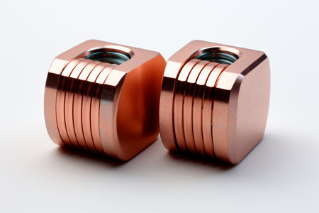 Copper End Sealing Ferrules on white background. A high quality Ai Generated image.の素材