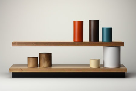 Cardboard Shelf on white background. A high quality Ai Generated image.の素材