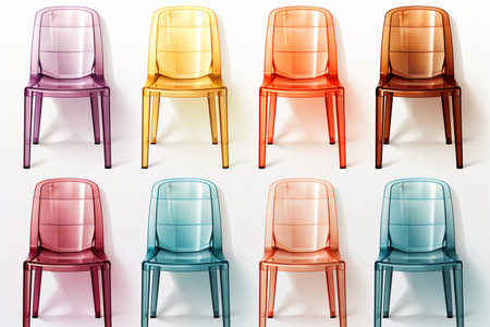 Varmora Plastic Chairs on white background. A high quality Ai Generated image.の素材