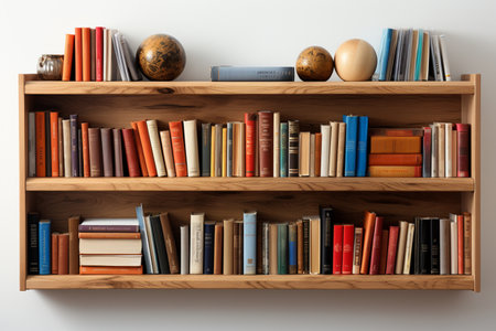 Wooden Bookshelf. A high quality Ai Generated image.の素材