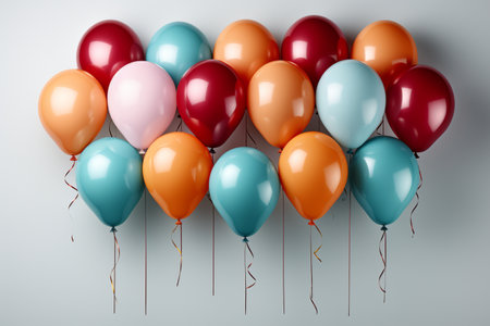 Balloons on white background. A high quality image created with Generative Aiの素材