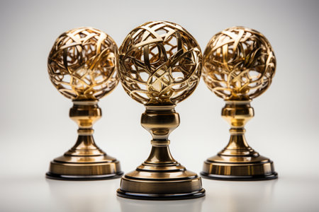 Award Trophies on white background. A high quality image created with Generative Aiの素材