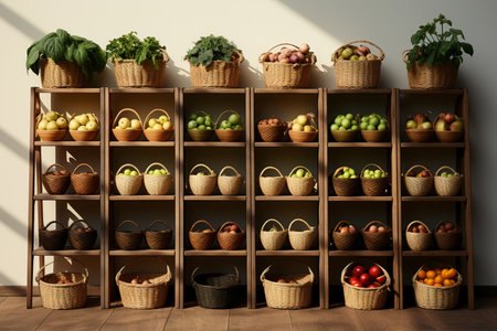 Basket Racks. A high quality image created with Generative Aiの素材