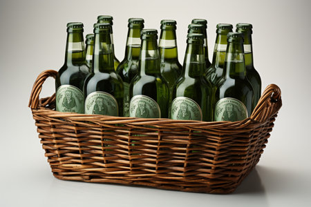 Bottle Basket on white background. A high quality image created with Generative Aiの素材