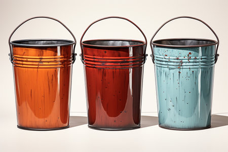 Buckets Containers on white background. A high quality image created with Generative Aiの素材