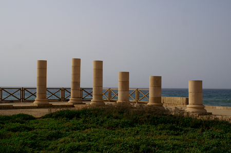 Collums of Caesarea Coast Travel Romanのeditorial素材