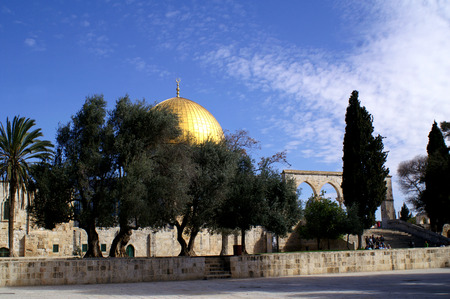 Dome of the Rock Trees Jerusalem Historic Religious Moslemのeditorial素材