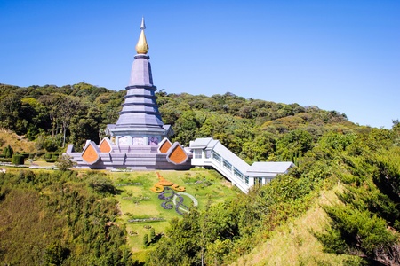The temple at Doi Inthanon National Park in Chiang Mai, Thailand.の素材