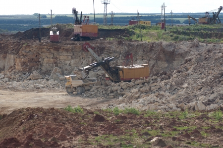 loading the limestone in quarry