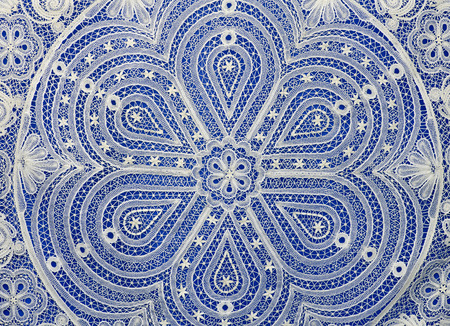 Eleckie Lace on turn blue background close-upの写真素材
