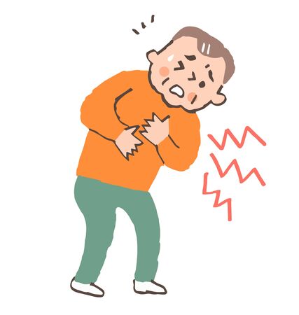 Senior man with chest painの写真素材