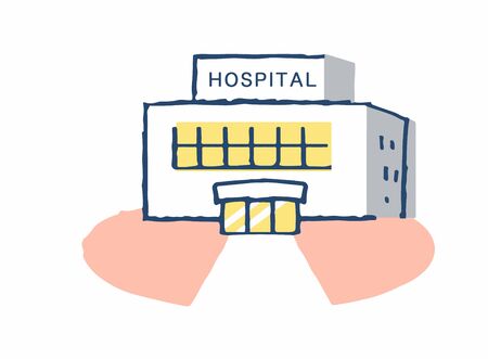 A simple illustration depicting a hospitalの写真素材