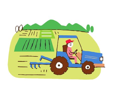 Farm work by tractorの写真素材