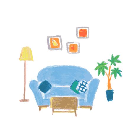 Blue sofa and tableの写真素材
