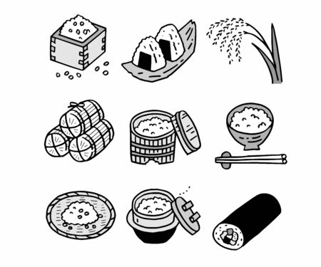 A variety of Japanese rice dishesの写真素材