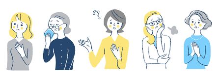 Five women with a troubled expressionの写真素材