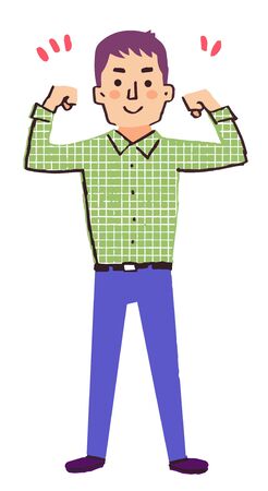 Man in checked shirtの写真素材