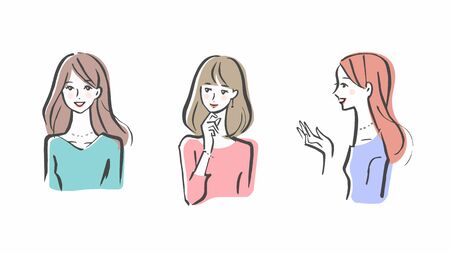 set of three young womenの写真素材