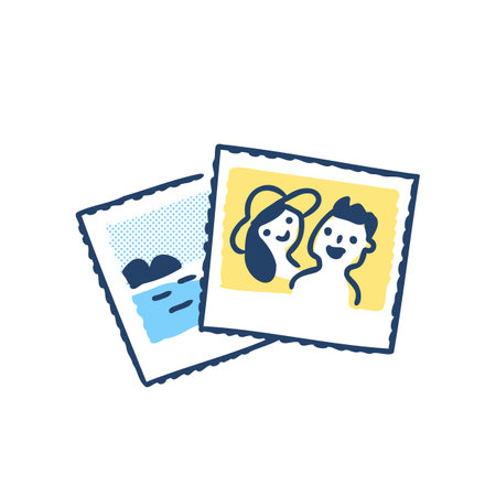 Postage stamps with a picture of mother and daughter. Vector illustration