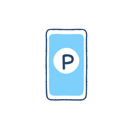 Smartphone with parking icon. Flat design style. Vector illustration.のイラスト素材