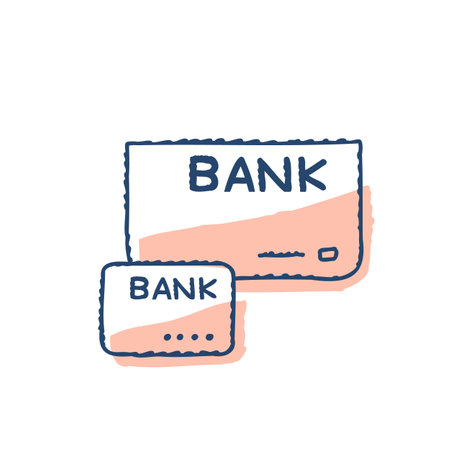 Bank card line icon. Vector illustration. Isolated on white background.のイラスト素材