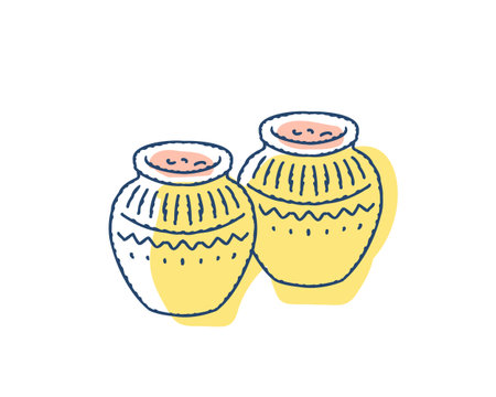 Cute jam jar doodle icon. Hand drawn vector illustrationのイラスト素材